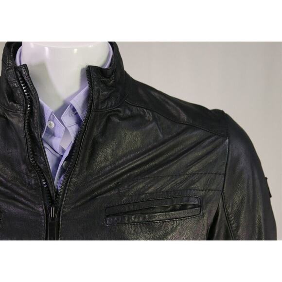 Hugo Boss Orange Label Jerrle Goat Leather Biker Motorcycle Jacket 38R - Picture 4 of 11